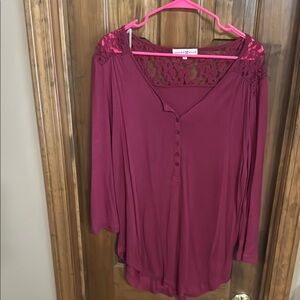 Avenue Ruby Red Lace Detail Top